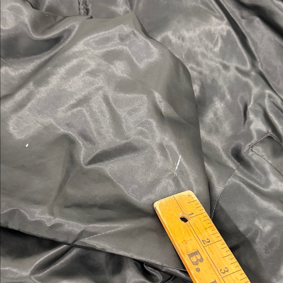 Vintage Men's Black Varsity Jacket with Yellow Stripes - Picture 3 of 7